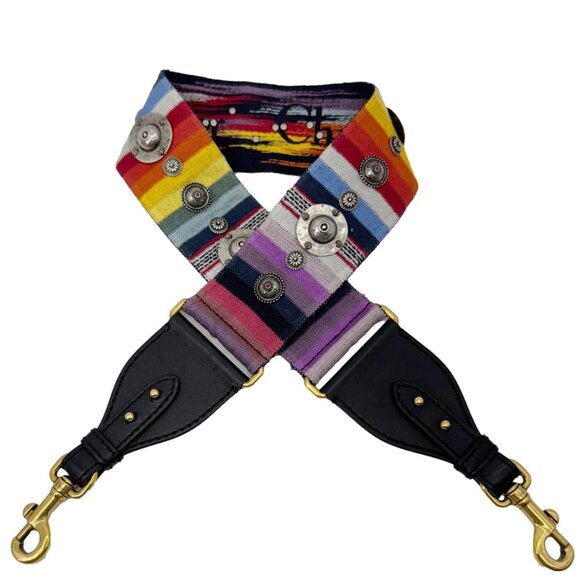 Christian Dior  Studded Embroidered Canvas Shoulder Strap Rainbow - Picture 1 of 16